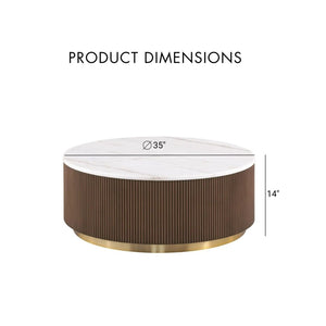3 Piece Table Set Round Cocktail Table And 2 Round End Tables - Brown / Gold / White