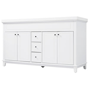 Bathroom Vanity With Double Sinks, 3 Drawers & 4 Doors, Soft Close, All Open Back Design - White