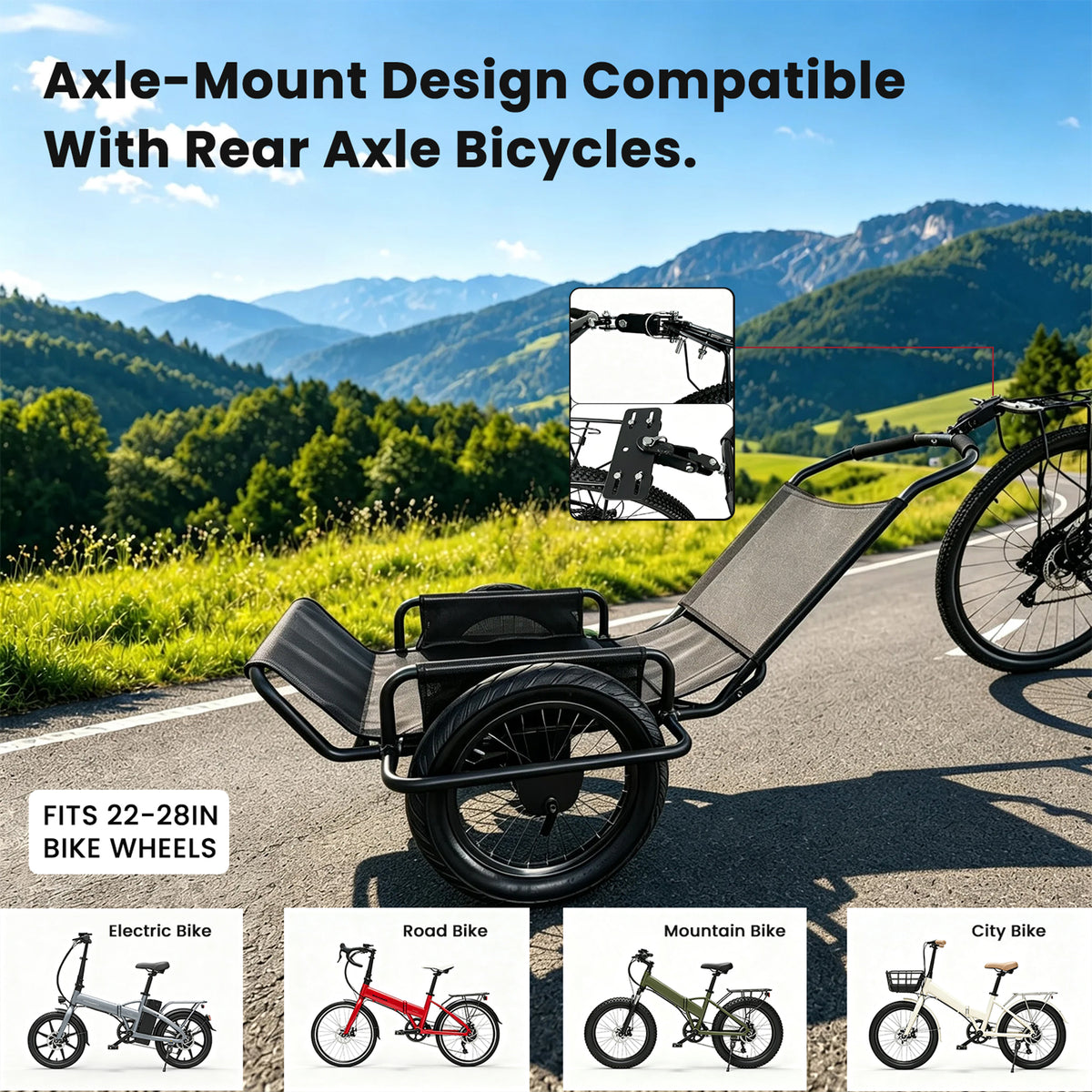 Heavy-Duty Bike Cargo Trailer with Steel Frame – 320 lb Load Capacity