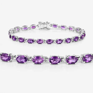 7.98 Carat Genuine Amethyst .925 Sterling Silver Bracelet