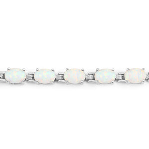 3.50 Carat Genuine Created Opal .925 Sterling Silver Bracelet