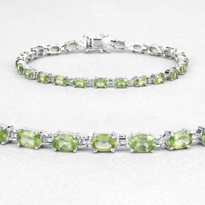 8.61 Carat Genuine Peridot .925 Sterling Silver Bracelet