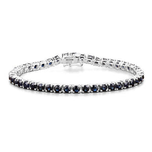 8.36 Carat Genuine Blue Sapphire .925 Sterling Silver Bracelet
