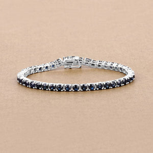 8.36 Carat Genuine Blue Sapphire .925 Sterling Silver Bracelet