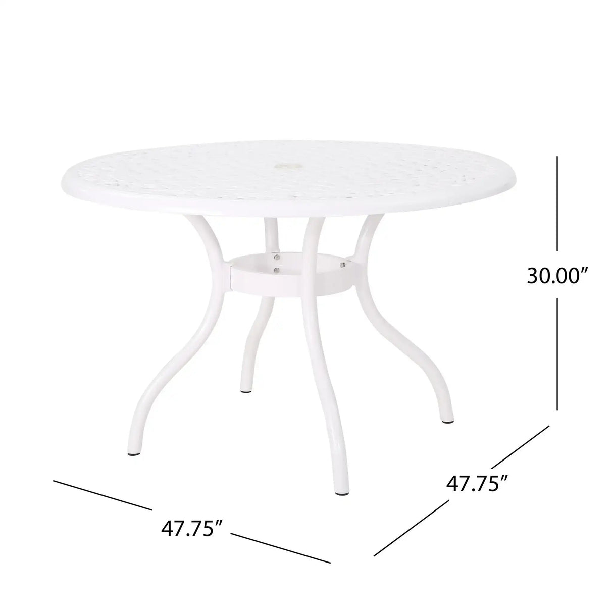 Tranquilius - Outdoor Round Dining Table With Lattice Tabletop, Umbrella Hole And Curved Legs - Best Buy Furniture
