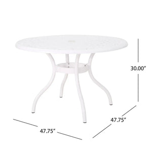 Tranquilius - Outdoor Round Dining Table With Lattice Tabletop, Umbrella Hole And Curved Legs - Best Buy Furniture