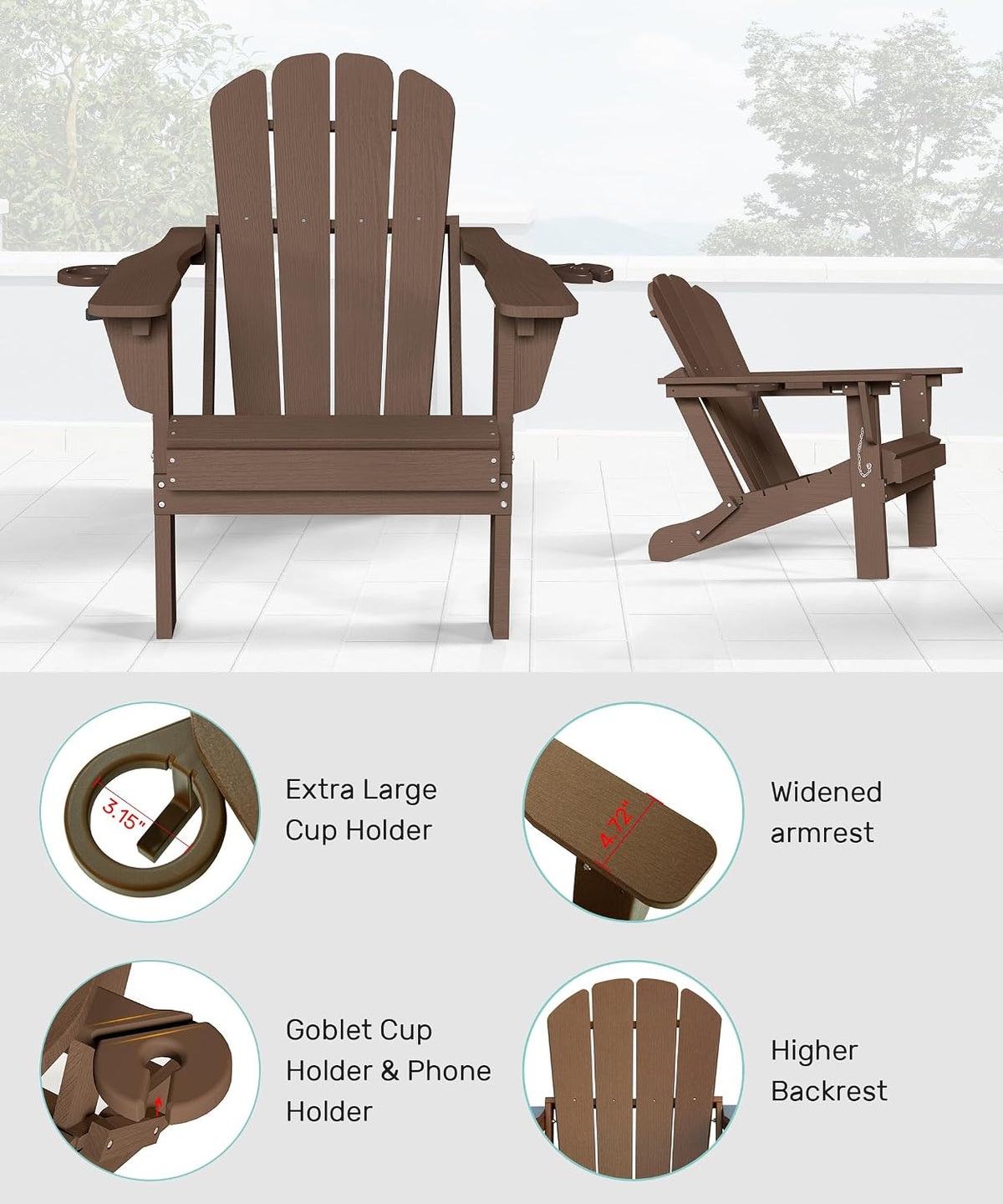 Adjustable HDPE Adirondack Chairs Set of 2