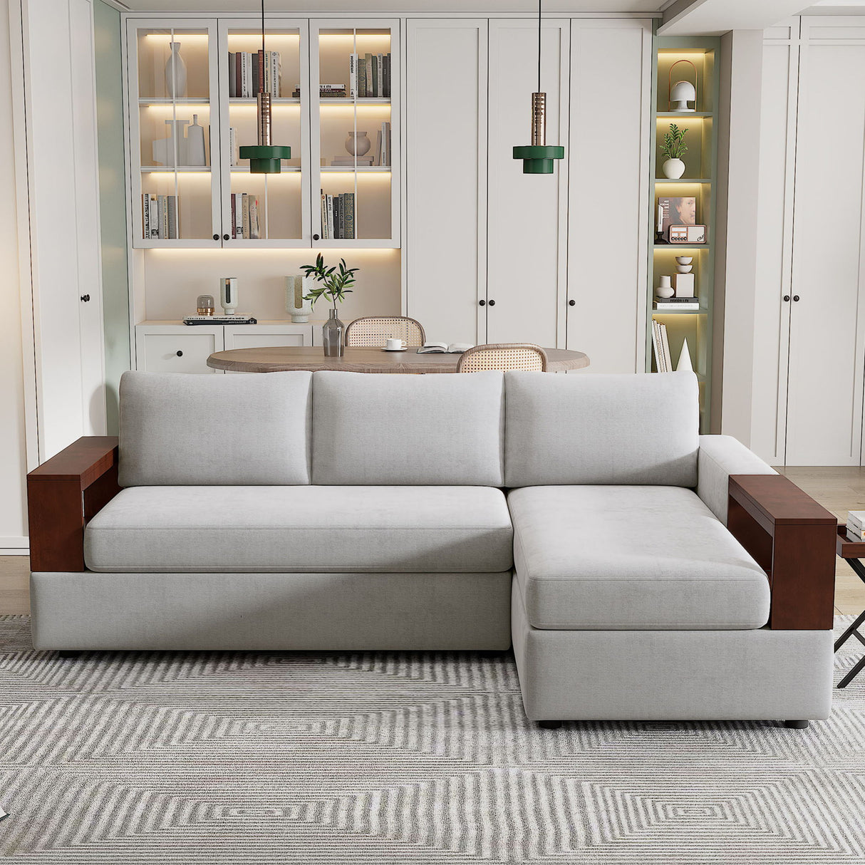 Sectional Sofa Upholstered Sofa Couch With Reversible Armrests For Living Room
