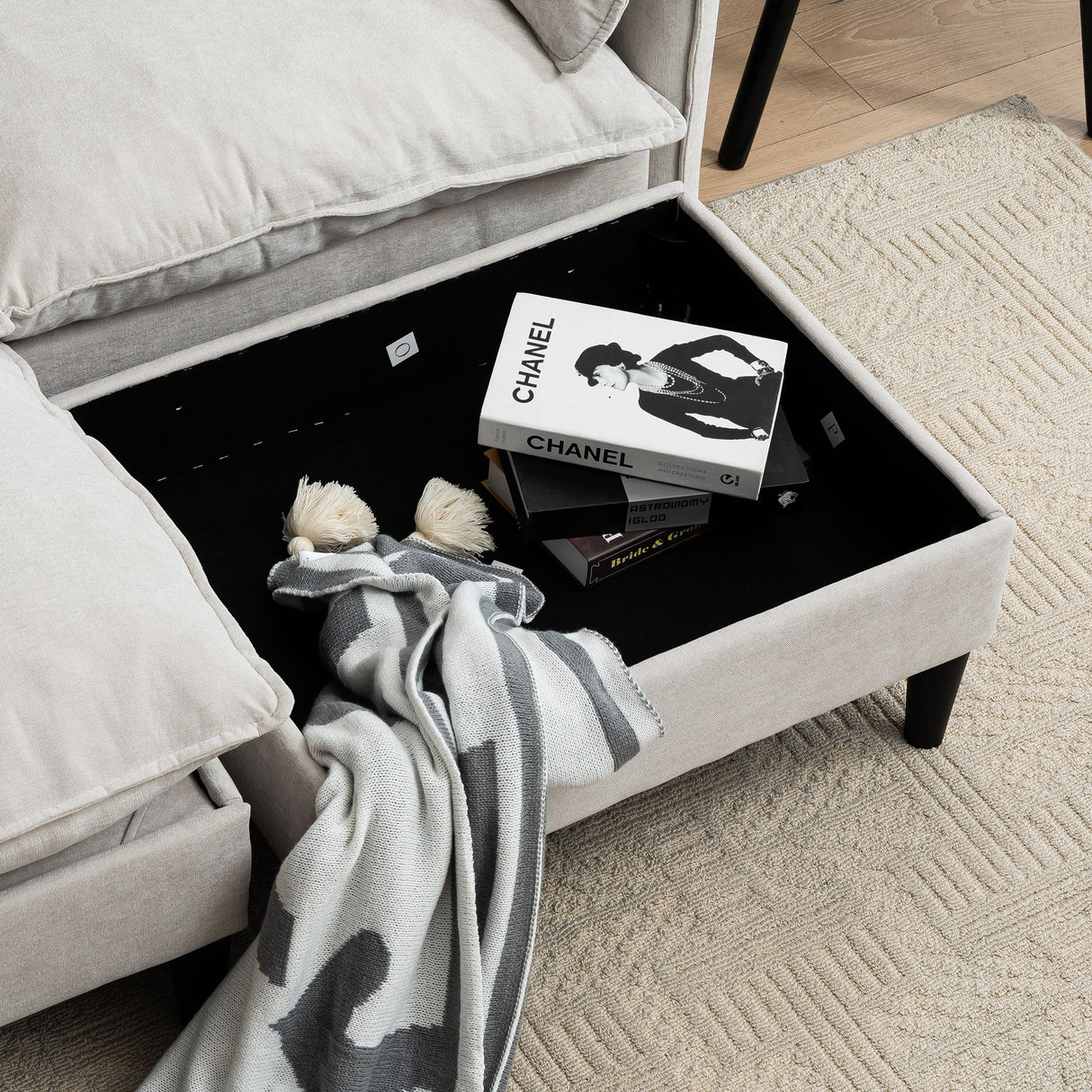 Convertible Combination Sofa With Footstools With Storage