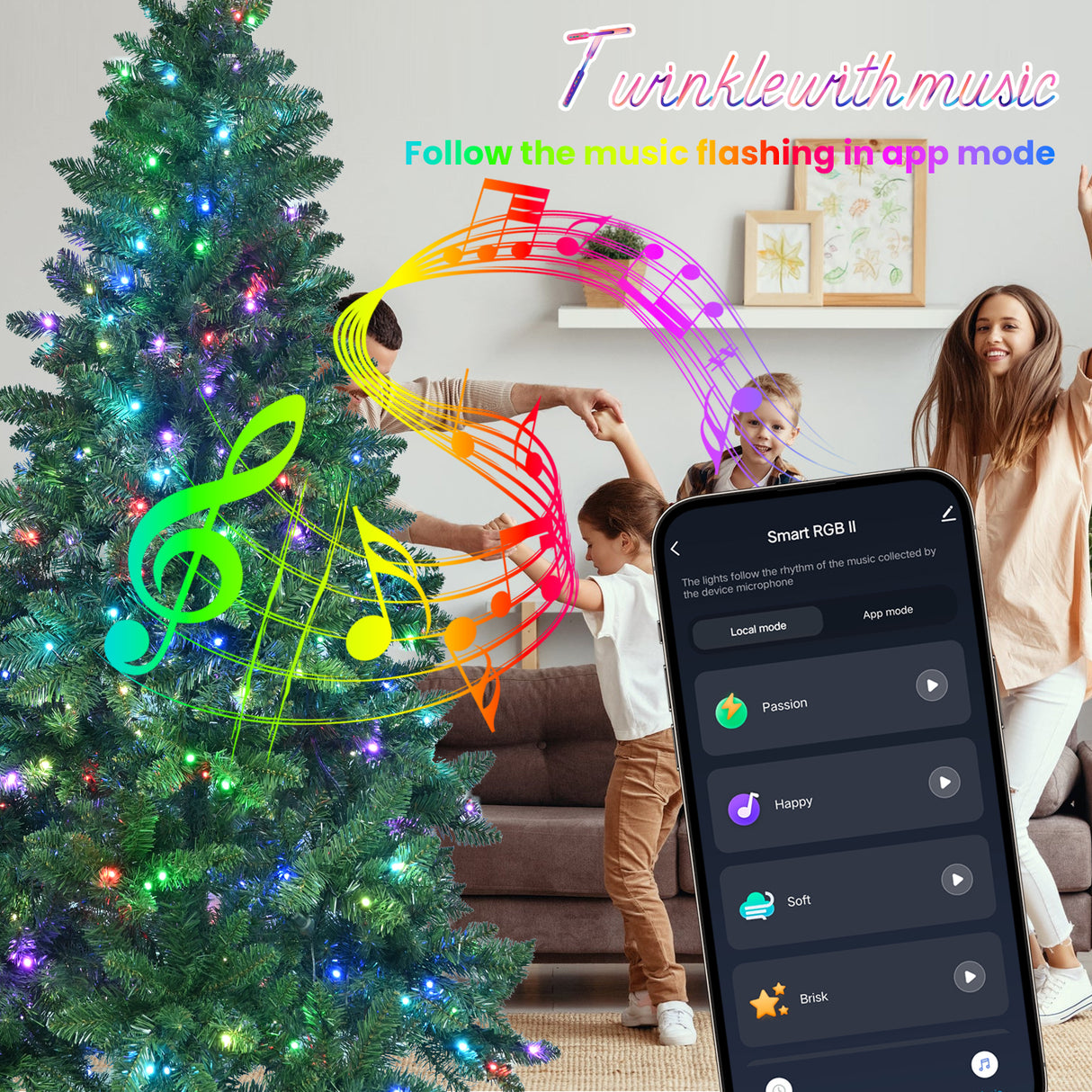 6ft Christmas Tree with WiFi-Controlled RGB Lights