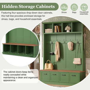 Farmhouse Hall Tree with Storage Bench - Particle Board & MDF