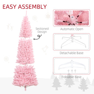 HOMCOM 8' Tall Unlit Slim Douglas Fir Artificial Christmas Tree