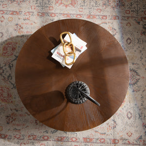30.31" Round Coffee Table - Handcrafted Wooden Tea Table