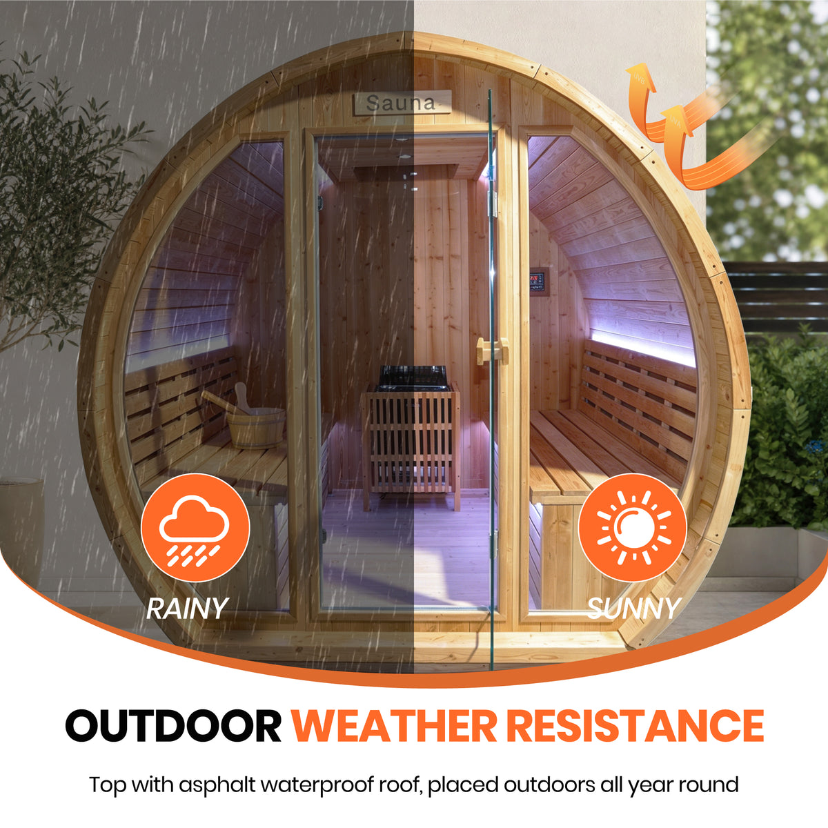 9000W 240V Finnish Carbonized Spruce 4-6 Person Outdoor Sauna Room