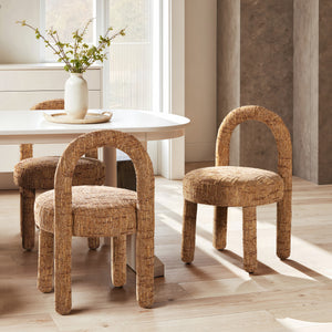 Penny Round Arched Upholstered Dining Side Chair, Set of 2, Golden