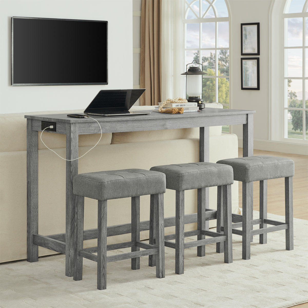 59 Inch Bar Table and Chair Set
