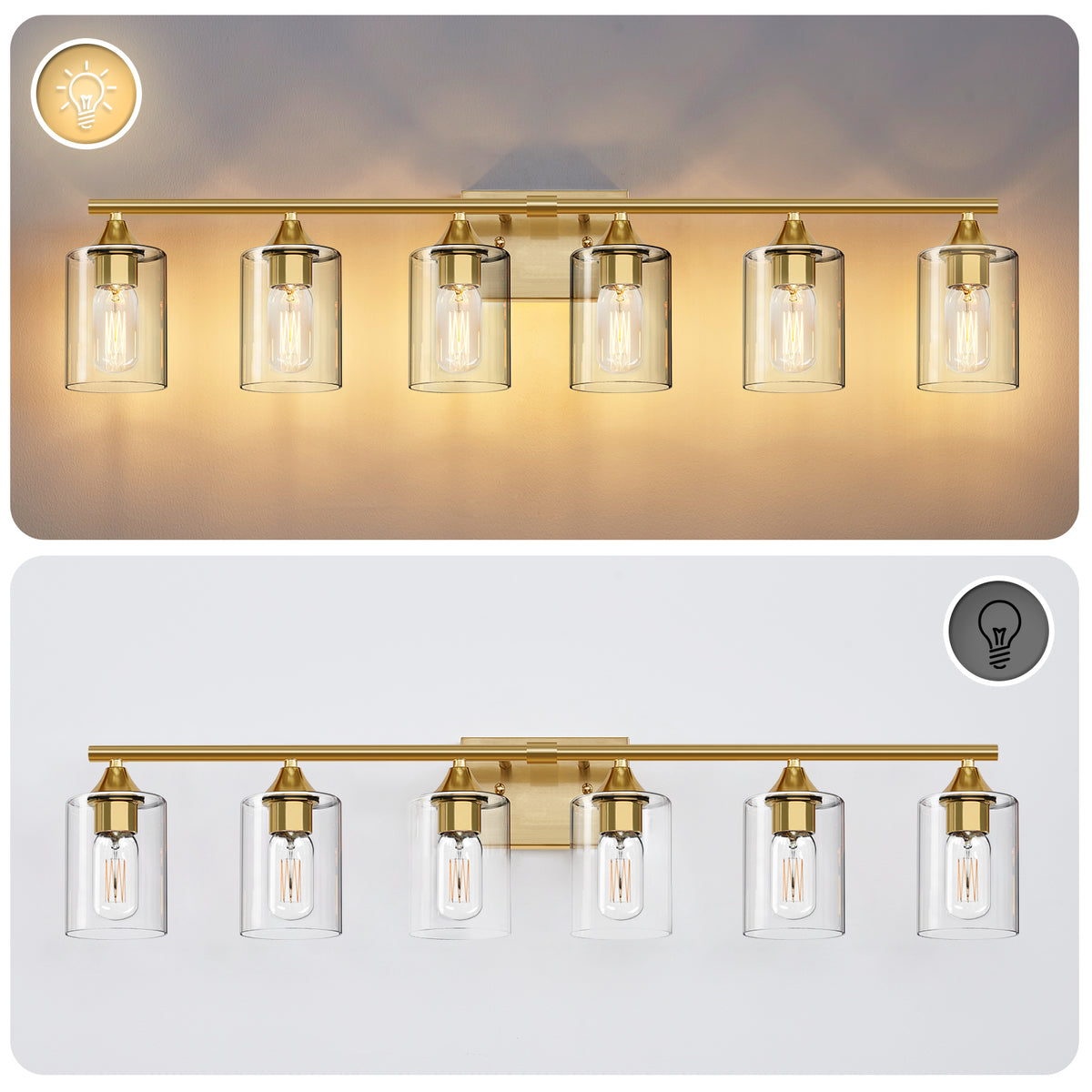 6-Light Brushed Bathroom Lighting