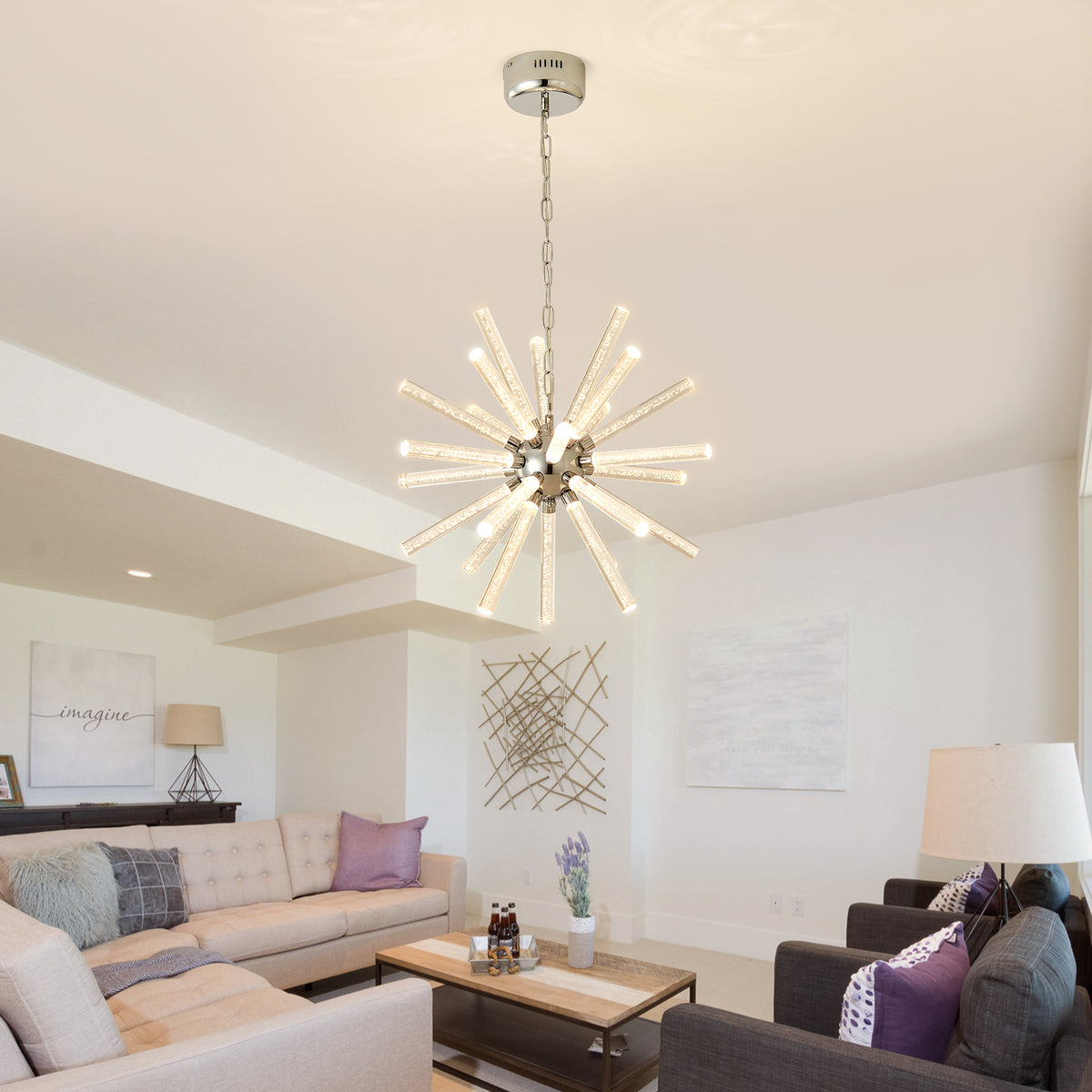 24-Light Bubble Pillar Chandelier