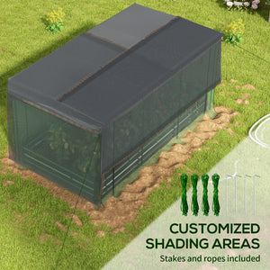 Outsunny Galvanized Raised Garden Bed with Crop Cage and Shade Cloth