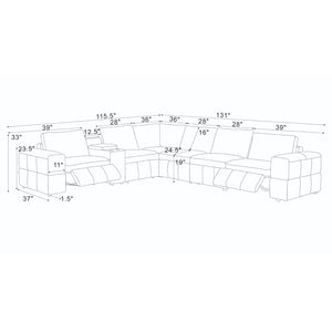 Upholstered Large Arms Sectional With Recliner Seats