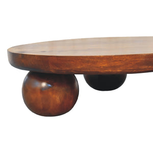 Solid Wood Central Ball Table, Chestnut