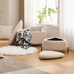 Upholstered Storage Ottoman Set With Reversible Lid