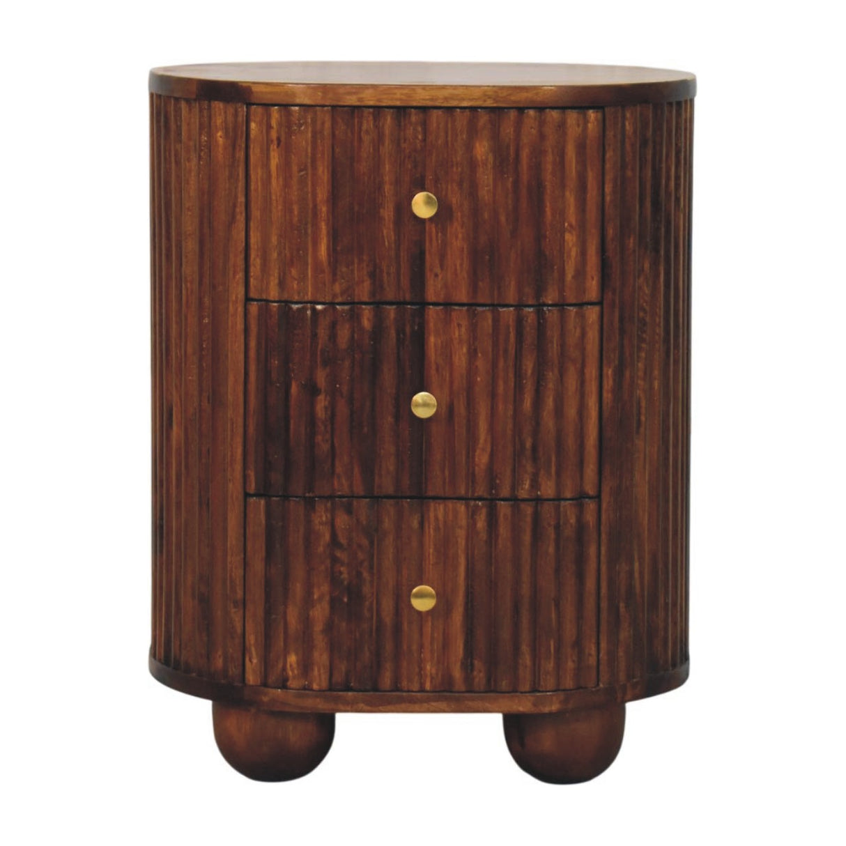 Solid Wood Curved Fluted Bedside Chest