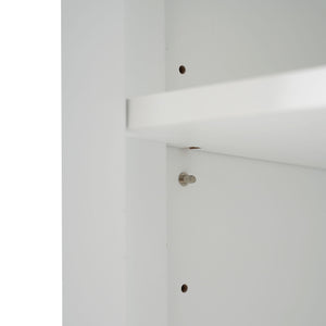 Freestanding Tall Bathroom Cabinet With Adjustable Shelves, Drawers, Soft Close Glass Doors
