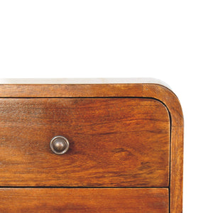 Solid Wood Floating Mini Nightstand, 2-Drawers, Chestnut