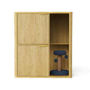 31.5-inch Light Wood Cat Litter Cabinet with Cat Tree