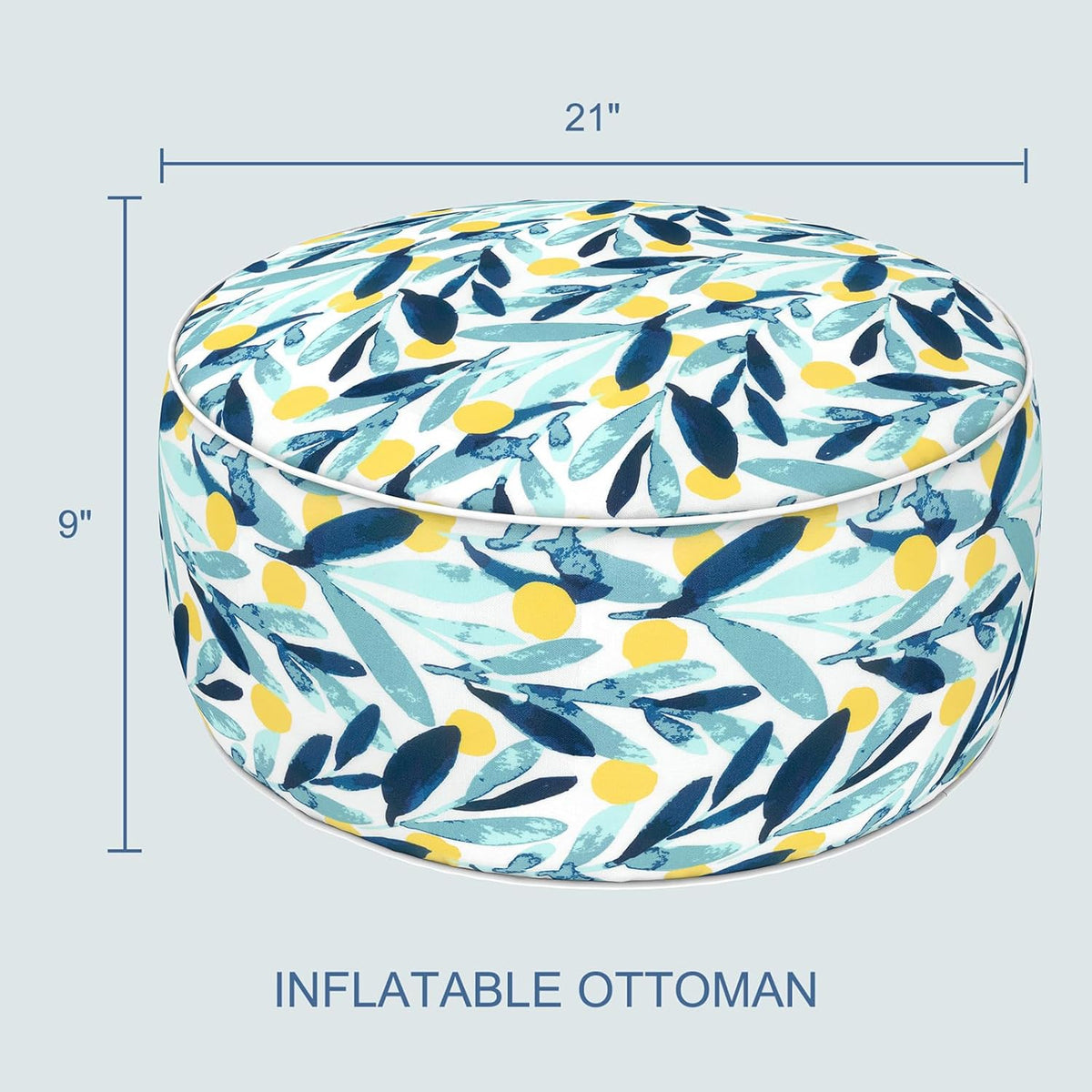 2 Pack Outdoor Inflatable Ottoman 21"x21"x9" - Coastal Leaves