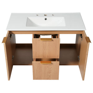 Modern Wall Mounted Bathroom Vanity, Soft Close Doors