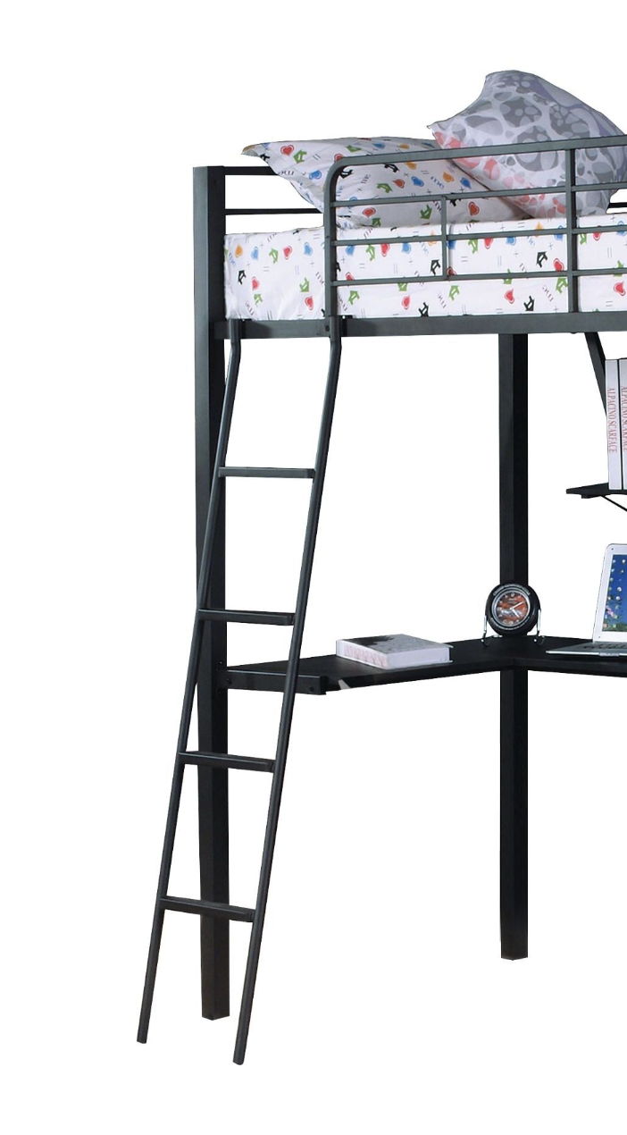 Senon - Twin Loft Bed With Desk - Black / Silver - Best Buy Furniture