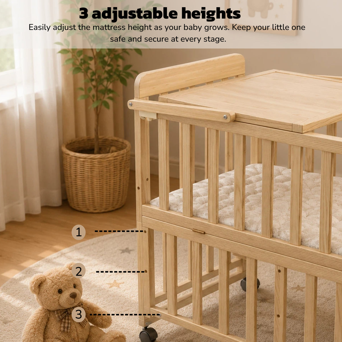 Solid Wood Baby Bassinet