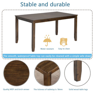 5 Pieces Modern Dining Set, Rectangular Wooden Dining Table With 4 Upholstered Chairs