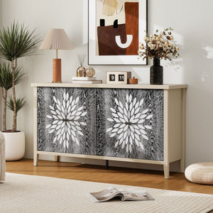 Modern Storage Cabinet With 4 Doors & Adjustable Shelves