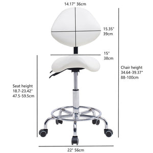 Saddle Stool Chair with Backrest - White