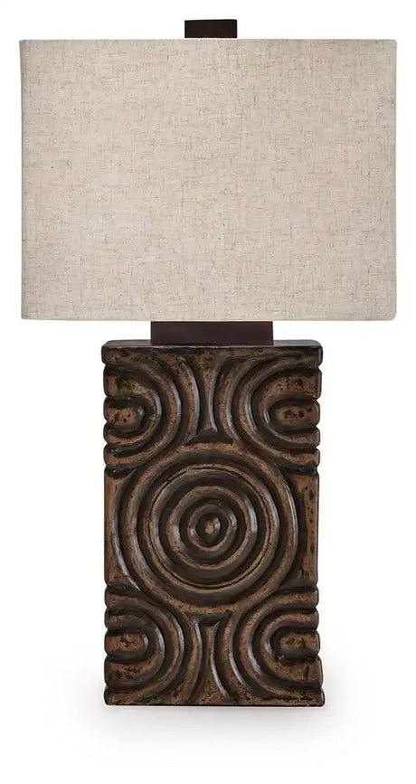 Heathbury - Paper Table Lamp - Antique Brown - Best Buy Furniture