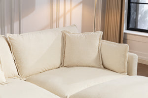 Modern 4-Seater Sectional Sofa with 2 Ottomans