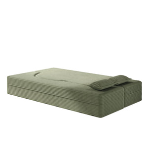 Modern Floor Sofa With 2 Pillows, Convertible Twin Size Folding Mattress For Living Room