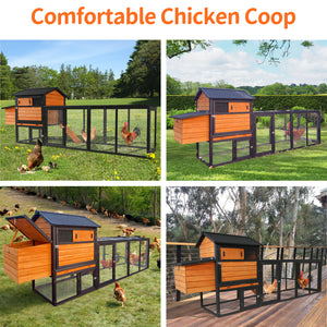 Large Brown and Black Wooden Chicken Coop
