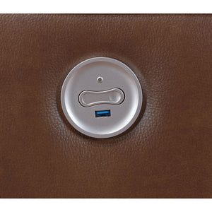 Denson - Upholstered Power Recliner Chair With USB Charging And Smooth Button Recline - Brown