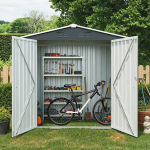 8ft x 4ft Outdoor Metal Storage Shed with Lockable Latch