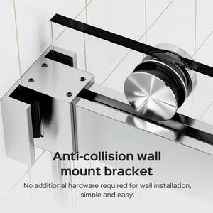 Frameless Double Sliding Soft-Close Shower Door, 3 / 8" (10Mm) Thick SGCC Tempered Glass Door, Matte
