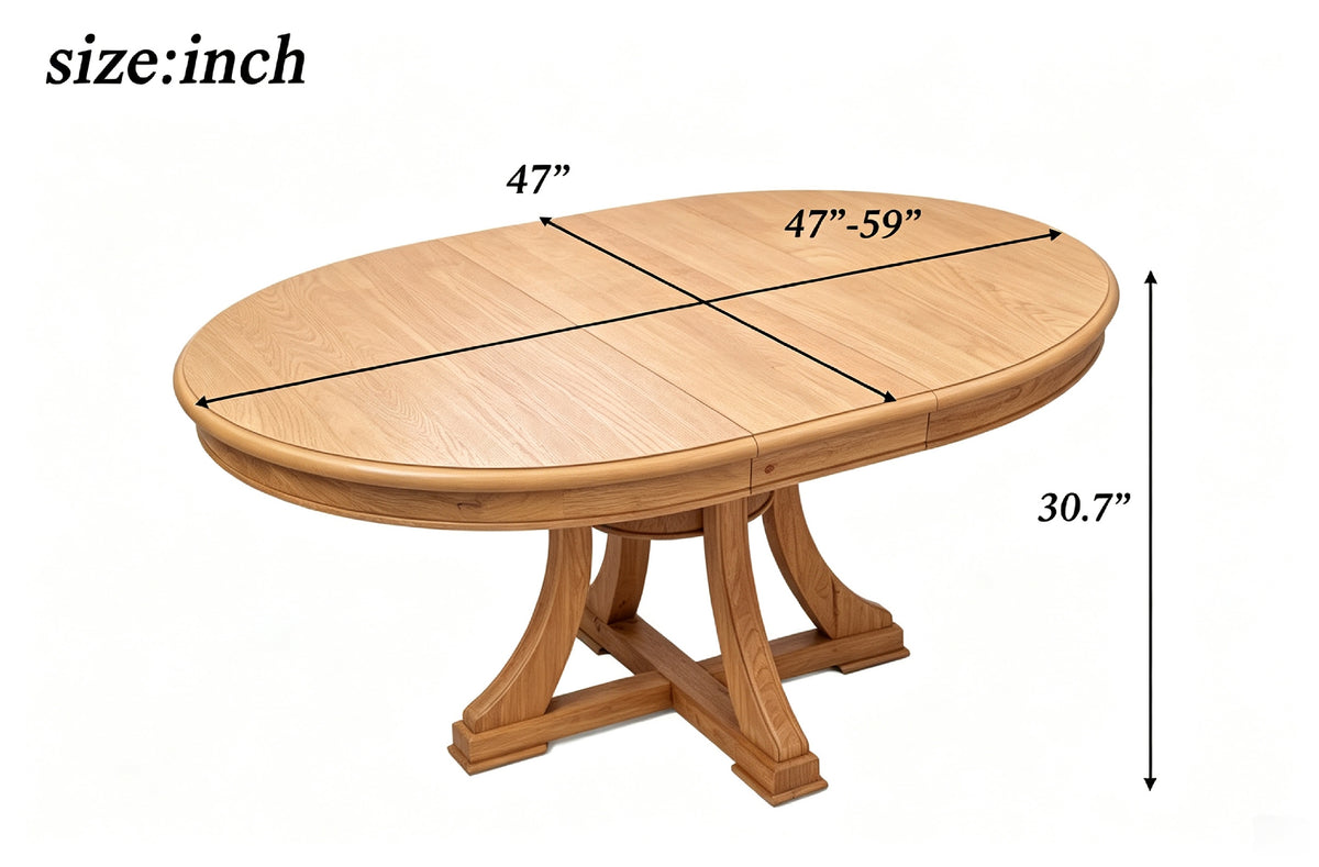 7-Piece Round Extendable Solid Wood Dining Table Set