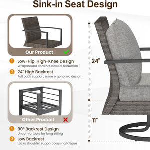 Swivel Rocker Patio Chairs With Cushions, All Weather (Set of 2) - Gray