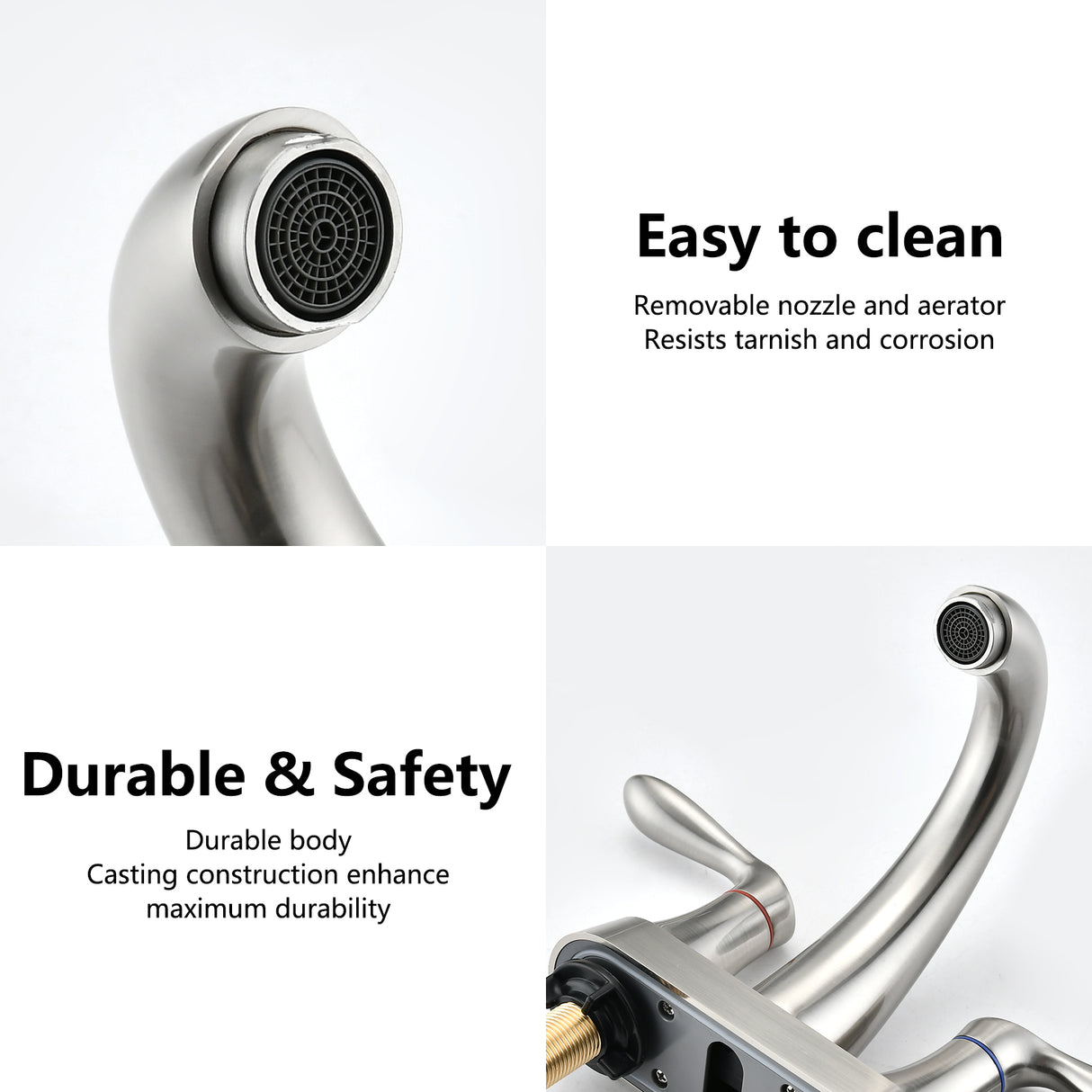 Two Handle 4 Inch Centerset Bathroom Sink Faucet with Pop-Up Drain, Brushed Nickel