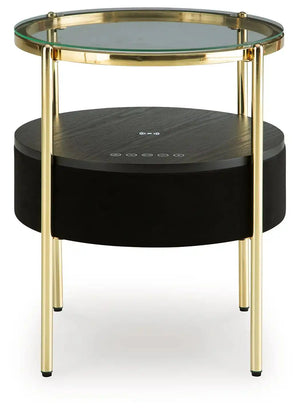 Nedman - Accent Table With Speaker - Black / Gold Finish - Best Buy Furniture