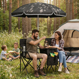 Portable Folding Picnic Chair Set with Umbrella – Oxford Fabric