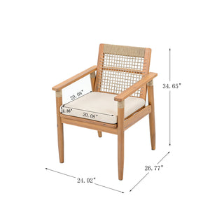 7 Piece Acacia Wood Outdoor Dining Set with Cushions